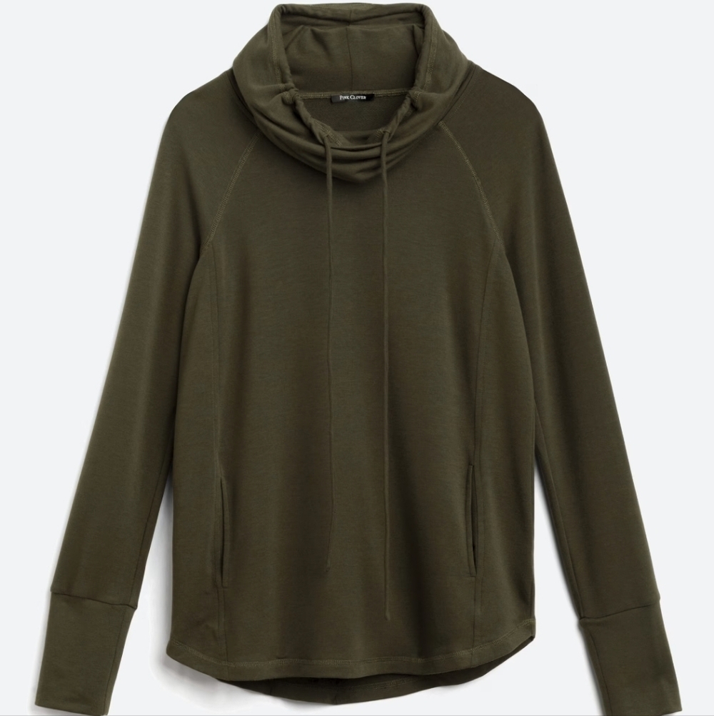 Pink Clover Olive Cowl Neck Pullover